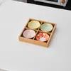 Restaurante de Fondue Estilo Japonés Bambú Nueve Compartimentos Cerámica Vajilla Plato para Salsa Plato Dividido Barbacoa Bandeja de Frutos Secos
