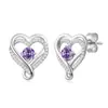 Pendientes de Plata S925 con Forma de Corazón de las Doce Piedras de Nacimiento para Mujer, Joyería de Lujo Ligero Simple Personalizada, Venta al por Mayor
