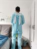 Pijamas de franela de otoño e invierno para niños, hombres y mujeres, con dibujos de conejos rosas y azules, para parejas, para el hogar