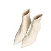 Tacones Altos Franceses Punta Fina Botas de Moda Versátiles para Mujer 2026 Otoño Nuevo Estilo Botines de Piel Suave con Cremallera Trasera Botas Elásticas Adelgazantes