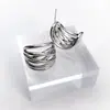 Brincos de Metal Estilo Ins Europeu e Americano Simples Elegantes em Forma de C Multicamadas Vazados Joias de Luxo Acessível Brincos Femininos Brincos