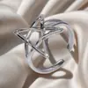 Anillo de Acero de Titanio Color Sin Desgaste Transfronterizo Moda Estilo Lujo Ligero Apertura Ajustable Diseño de Nicho Anillo Chapado en Oro para Mujeres