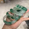 Pulsera de Jadeíta Transparente Hielo de Alta Calidad con Flores Flotantes, Pulsera de Jadeíta Color Esmeralda con Flores Verdes Flotantes, Pulsera de Jadeíta Tipo Hielo, Jade de Cuarcita