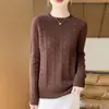 Suéter Grueso de Punto de Lana 100% de Alta Calidad con Cuello Redondo, Estilo Perezoso 10, Camisa Base Suave y Cera Apilada, Casual para Mujer