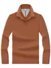 Camisa polo de manga larga para hombre de estilo business de alta gama, hecha de 100% algodón mercerizado, una camiseta casual de manga larga de color liso para hombres de mediana edad