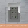 Tomada de Parede 3 Posições Cinza Vidro Tipo 118 Padrão Brasileiro 20A com Porta USB + Tipo C Painel Embutido
