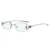 Nuevas gafas de sol cuadradas, modernas gafas de sol metálicas para mujer de estilo liso con diseño de nudo tridimensional, gafas de sol sin montura de moda para posar
