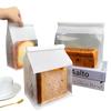 Torrada fresca torrada enrolada em arame lanche de bolso fatiado pão torrado branco saco de embalagem de papel kraft saco quadrado