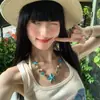 Collar de Estrella de Mar Azul Estilo Vacaciones en la Playa para Mujer, Cadena para el Cuello de Alta Gama Atmosférica, Cadena Clavicular de Nicho, Accesorio para Fotos