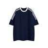 Camiseta de algodón pesado 250g hilo doble tres rayas raglán manga corta femenina masculina pareja marca de moda estilo académico ropa para grupo clase