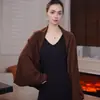 2026 Nuevo Otoño-Invierno Mezcla de Lana Moda Estilo Perezoso Chal Femenino, Versátil y Elegante en Color Sólido