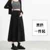 Saia de Maternidade Estilo Outono/Inverno para Meio a Final da Gravidez Casual Versátil Estilo Maillard Saia Midi Ajustável Tamanho Grande Saia de Maternidade