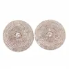 Brincos Redondos Europeus e Americanos Transfronteiriços com Pedras de Diamante, Simples e Estilosos, Luxo Leve, Brincos de Alta Qualidade, Modernos, Exagerados, Acessórios de Orelha Versáteis