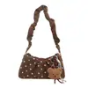 Bolsa de Mão Doce Fresca Estilo Coreano Bolsa Quadrada Pequena Bolsa Feminina 2026 Outono Nova Bolsa de Ombro Plissada com Bolinhas Bolsa para o Dia a Dia Bolsa de Axila