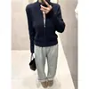 Cardigan de Tricô Casual com Gola Alta para Mulheres com Zíper, Top Estiloso para Primavera, Outono e Inverno, Cardigan Suéter Relaxado e Confortável