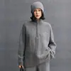Suave y acogedor suéter de cachemira 2026 otoño/invierno nuevo para mujer, ajuste holgado, con media cremallera, cuello retorcido, suéter de punto base