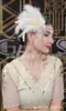 Diadema de Plumas de los Años 20 Tocado Aleación Flor Pedrería Borla Diadema Accesorios para Fiesta de Máscaras Europeo y Americano