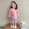 Conjunto de Moletom Fofo e Leggings para Meninas, Novo Estilo Primavera 2026, Roupa Casual Estilosa para Bebês Meninas