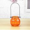Jarrón hidropónico pequeño con forma de calabaza pastoral creativa, portavelas de calabaza de tamaño pequeño, taza para velas, jarrón con asa de alambre de color