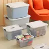 Caja de Almacenamiento de Plástico Engrosada Transparente para el Hogar y el Coche con Tapa Caja de Almacenamiento Grande para Ropa, Colchas, Juguetes