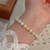 Pulsera de Perlas de Lujo Ligero de Alta Gama Estilo Coreano Moda Popular en Internet Diseño de Nicho Sentido del Diseño Pulsera Elegante Estilo Frío con Circonita