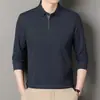 Camiseta de Manga Larga para Hombre, Nuevo Estilo Otoñal, Sin Planchar, Camisa Polo de Color Sólido, Atuendo Versátil Casual para Hombre de Mediana Edad
