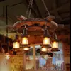 Estilo Industrial Retro Americano Restaurante Cafetería Madera de Barco Araña de Madera Creativa Bar Hotel Caja Lámparas de Madera Nostálgicas