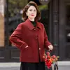 Abrigo de lana elegante estilo otoño e invierno para mujeres de mediana edad y mayores, atuendo de boda para suegra, abrigo corto de lana doble faz