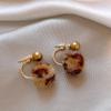 Pendientes de Diamante y Terciopelo con Estampado de Leopardo para Otoño e Invierno Moda Suave Retro Elegante Lujo Ligero Accesorios para Orejas de Gama Alta Mujeres