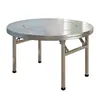 Mesa Plegable de Acero Inoxidable para Restaurante, Puesto de Comida al Aire Libre, Uso en Casa, Mesa Redonda Giratoria Portátil, Mesa Plegable Gruesa de Acero Inoxidable