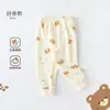Pantalón Largo de Algodón para Bebé Otoño/Primavera para Niños, Abertura en la Entrepierna, Niños/Niñas, Niños Pequeños, Capa Base, Ajustado, Pantalón Fino para Bebé