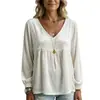 Moda Feminina Nova Outono 2026: Decote V, Acabamento em Renda, Veludo, Casual, Corte Amplo, Manga Longa Top/Camisa para Mercados Europeu e Americano