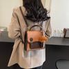Mochila Retro de Moda Color Contrastante Mate para Mujer 2025 Nueva Tendencia La Más Fácil de Combinar Bolso de Mano para Viajes Cotidianos Bolso Casual para Mujer