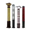 Postes de Iluminação de Paisagem Quadrados Alimentados por Energia Solar para Uso Externo com Luminárias Quadradas Esculpidas em Estilo Chinês para Projetos Imobiliários e Iluminação de Jardins, Personalizáveis