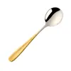 Aço Inoxidável 304 Cabo Plano Colher Redonda Criativa Doméstica Espessada Pequena Colher de Arroz Talheres Infantis Colher Fabricante Atacado