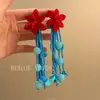 "Flores Murcharão, mas Rosas Não." Brincos de Franja de Flor Vermelha Vintage Estilo Francês Romântico com Acabamento de Luxo e Apelo de Nicho