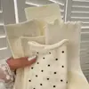 Calcetines blancos para mujer para primavera y otoño, estilo para todas las estaciones, con bordes enrollados, lunares estilo japonés, bordes rizados, calcetines de maternidad, calcetines largos apilados estilo coreano