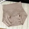 6010 Moldeador de Figura Otoño/Invierno Cacao Caliente Sensación de Nube Cintura Alta Control de Abdomen Levantamiento de Glúteos Panties con Encaje y Entrepierna Extendida 10A