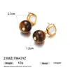 Brincos de Moda Leve Luxo Estilo Maillard Banhados a Ouro 18K com Pingente de Pérola Natural e Pedra Olho de Tigre, Nova Coleção Outono e Inverno