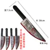 Cuchillo de juguete de plástico para Halloween, equipo de armas, accesorios, cuchillo de cocina de plástico, guadaña, hacha, machete de plástico con sangre