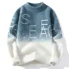 Geração de comércio exterior transfronteiriço outono e inverno suéter pullover 2024 Novo suéter de veludo de vison sintético com gola alta e gradiente