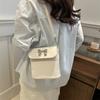 Bolso Cuadrado Pequeño de Axila Texturizado de Moda Estilo Coreano para Mujer 2024 Nuevo Verano Bolso de Hombro con Lazo Estilo Coreano de Mano Cruzado