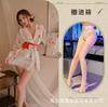 Roupa Íntima Koni Nightlife Sexy Estampa de Morango Cardigã Transparente Decote V Kimono Cós com Velcro Conjunto Dropshipping