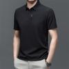 Nova Camiseta de Verão 2025 Masculina Alta Elasticidade Seda Gelada Gola Lapela Sem Costura Meia-Idade Negócios Manga Curta Camisa Polo Masculina Dropshipping