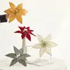 Decoraciones Navideñas 25cm Flor de Navidad Blanca Retro Artificial Falsa Hecha a Mano Flor de Tela Arreglo Florero Accesorios