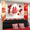 Set de Decoración de Habitación de Boda para Novios, Fondo Creativo de Boda para Dormitorio, Decoración de Sofá de Boda para Sala de Estar, Personaje de Doble Felicidad de Boda