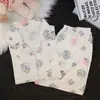 Pijamas de Estilo Nuevo para Mujer Verano Algodón Nube Doble Corto Niñas Lindo Solapa Pequeña Manga Corta Shorts Conjunto Ropa para Casa Venta al por Mayor