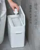 Lixeira Japonesa de Botão Pop-Up Plástico Cozinha Sala de Estar Doméstico Banheiro Separação Armazenamento Fresta Balde Sanitário