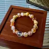 Pulsera de Cuentas de Fluorita Cristalina y Circonita Moda Lujo Ligero Pulsera de Gama Alta Temperamento de Nicho Joyería Versátil Venta al por Mayor