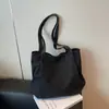 Bolsa Casual de Grande Capacidade Feminina Moda Verão Bolsa de Ombro Simples Versátil Bolsa Tote de Lona Bolsa para Estudante Universitário